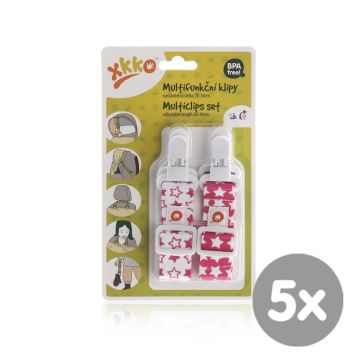 XKKO Multifunkční klipy - Little Stars Magenta MIX 5x2ks (VO balení)