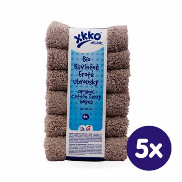 BIO bavlněné froté ubrousky XKKO Organic 21x21- Atmosphere 5x6ks (VO bal.) 