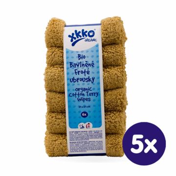 BIO bavlněné froté ubrousky XKKO Organic 21x21- Honey Mustard 5x6ks (VO bal.) 