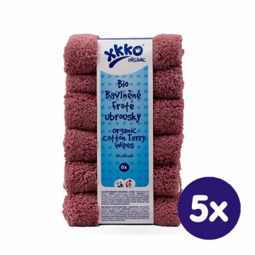 BIO bavlněné froté ubrousky XKKO Organic 21x21- Mesa Rose 5x6ks (VO bal.) 