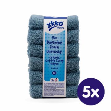 BIO bavlněné froté ubrousky XKKO Organic 21x21- Mountain Spring 5x6ks (VO bal.) 