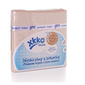 Dětské pleny z biobavlny XKKO Organic 70x70 - Bird Eye Natural 