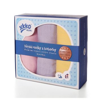 Osušky z biobavlny XKKO Organic 90x100 - Staré časy Pastels For Girls 