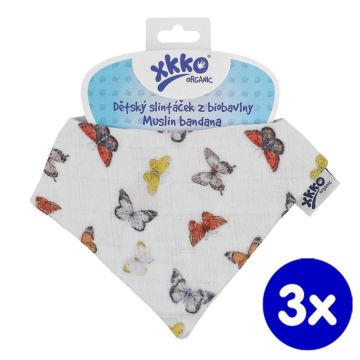 Dětský slintáček XKKO Organic - Butterflies 3x1ks VO bal.