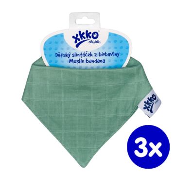 Dětský slintáček XKKO Organic Staré časy - Granite Green 3x1ks VO bal.