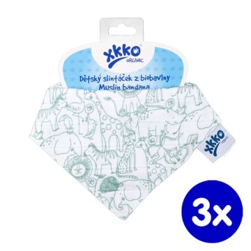 Dětský slintáček XKKO Organic Staré časy - Safari W/Mountain Spring 3x1ks VO bal.