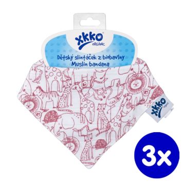 Dětský slintáček XKKO Organic Staré časy - Safari W/Mesa Rose 3x1ks VO bal.