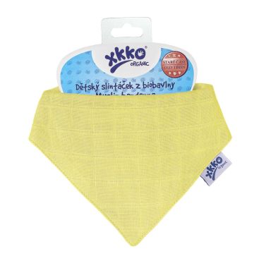 Dětský slintáček XKKO Organic Staré časy Wax Yellow 
