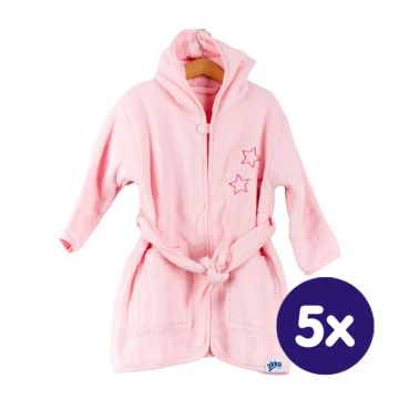 Dětský biobavlněný froté župan XKKO Organic - Baby Pink Stars 5x1ks (VO balení)