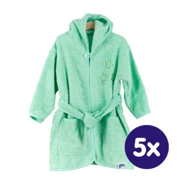 Dětský biobavlněný froté župan XKKO Organic - Mint Stars 5x1ks (VO balení)