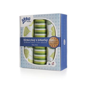 Dětské pleny z biobavlny XKKO Organic 70x70 Staré časy - Lípa