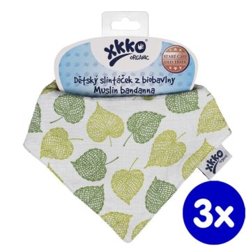 Dětský slintáček XKKO Organic Staré časy - Lípa 3x1ks VO bal.