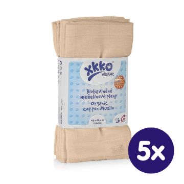 Dětské pleny z biobavlny XKKO Organic 40x40 Staré časy - Natural 5x10ks VO bal.