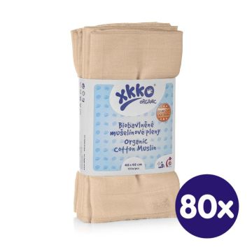 Dětské pleny z biobavlny XKKO Organic 40x40 Staré časy - Natural 80x10ks VO bal.