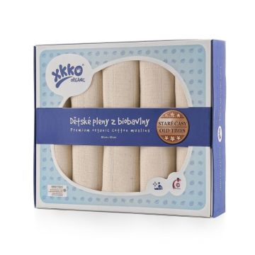 Dětské pleny z biobavlny XKKO Organic 80x80 - Staré časy Natural