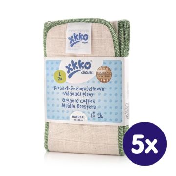 Vkládací pleny XKKO Organic Old Times - Natural Velikost L 5x2ks (VO bal.)