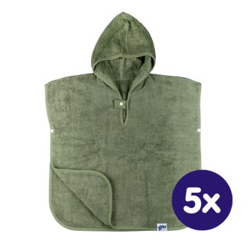 BIO bavlněné froté pončo XKKO Organic - Granite Green 5x1ks (VO bal.)