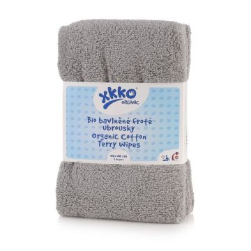 BIO bavlněné froté ubrousky XKKO Organic 40x40 - Grey