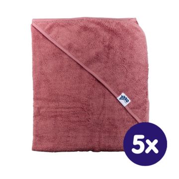 BIO bavlněná froté osuška s kapucí XKKO Organic 90x90 - Mesa Rose 5x1ks (VO bal.)