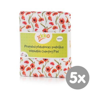 Pratelná přebalovací podložka XKKO 50x70 - Red Poppies 5x1ks (VO bal.)