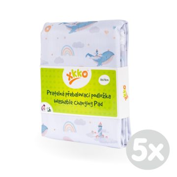 Pratelná přebalovací podložka XKKO 50x70 - Sky Whale 5x1ks (VO bal.)