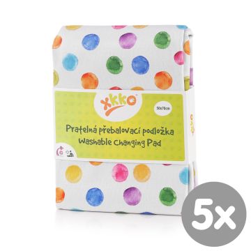 Pratelná přebalovací podložka XKKO 50x70 - Watercolour Polka Dots 5x1ks (VO bal.)