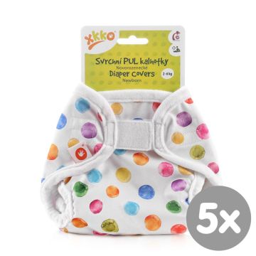 Svrchní PUL kalhotky XKKO Newborn - Watercolour Polka Dots 5x1ks (VO bal.)