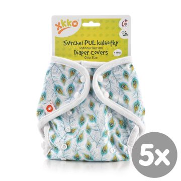 Svrchní PUL kalhotky XKKO One Size - Peacock Feathers 5x1ks (VO bal.)