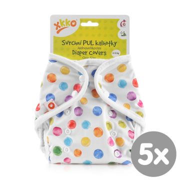 Svrchní PUL kalhotky XKKO One Size - Watercolour Polka Dots 5x1ks (VO bal.)