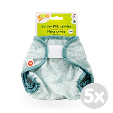 Svrchní PUL kalhotky XKKO Newborn - Safari Granite Green 5x1ks (VO bal.)