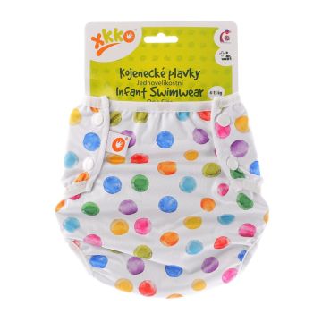 Jednovelikostní kojenecké plavky XKKO - Watercolour Polka Dots