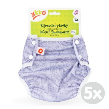 Jednovelikostní kojenecké plavky XKKO - Safari Lavender Aura 5x1ks (VO bal.)
