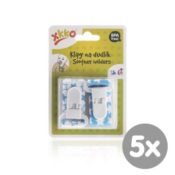XKKO Klipy na dudlík - Little Stars Cyan MIX 5x2ks (VO balení)